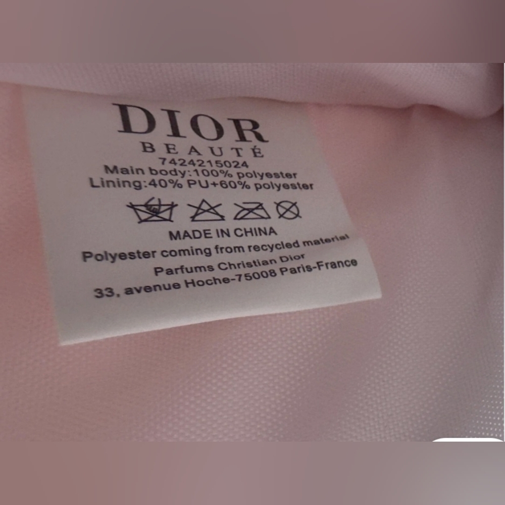 Christian Dior Light Pink Canvas Pouch W/ Zipper Closure And Sample Parfum. NEW - Picture 6 of 8